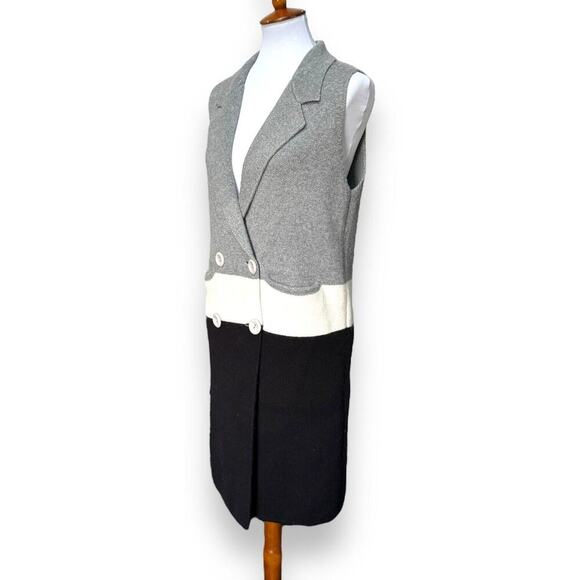 Baciano By Bacci Womens Vest Coat Dress Gray Acrylic Blend Double Breasted M - Picture 4 of 11